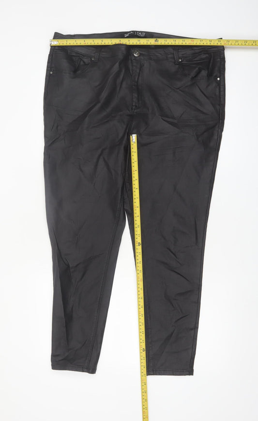 Simply Be Women's Black Coated Skinny Jegging Size 22 Plus