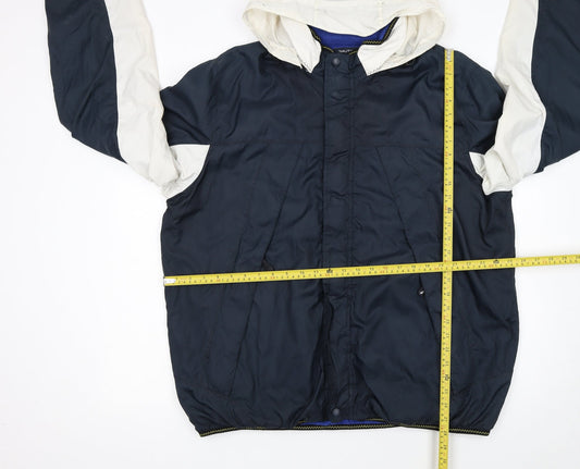Nautica Men's Blue 2XL Windbreaker Hooded Jacket Polyester