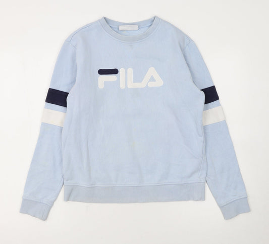Additional front view of Fila Women's Light Blue Crew Neck Pullover Sweatshirt, size S