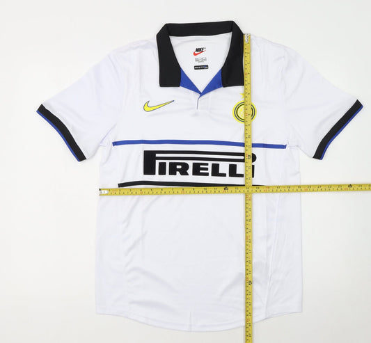 Nike Men's White Inter Milan Polo Football Jersey Shirt M