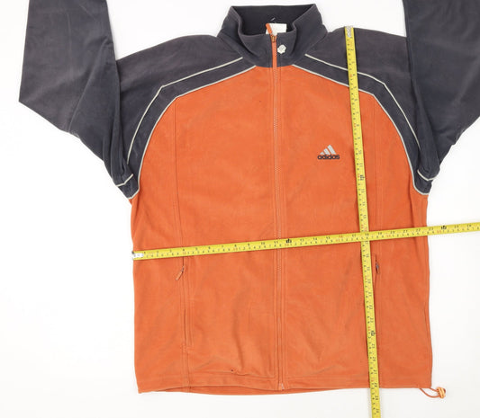 Adidas Men's Orange Black Track Jacket Size L Fleece Sportswear
