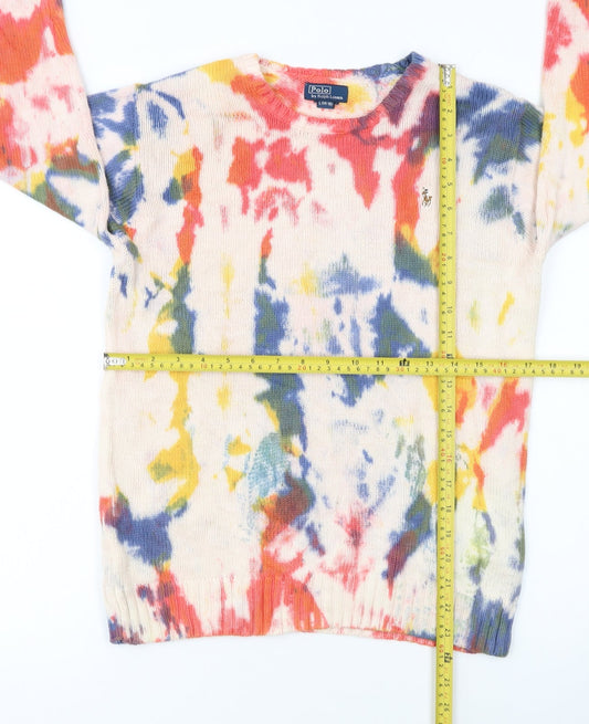 Ralph Lauren Girls Multicoloured Tie-Dye Cotton Pullover Jumper Size 14-16 L