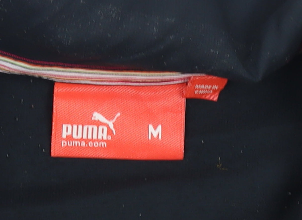 Brand and care label for Puma Women's Black Track Jacket M Full Zip Lightweight Sportswear