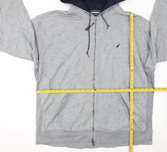 Nautica Men's Grey Full Zip Hoodie XXL Cotton Blend Casual