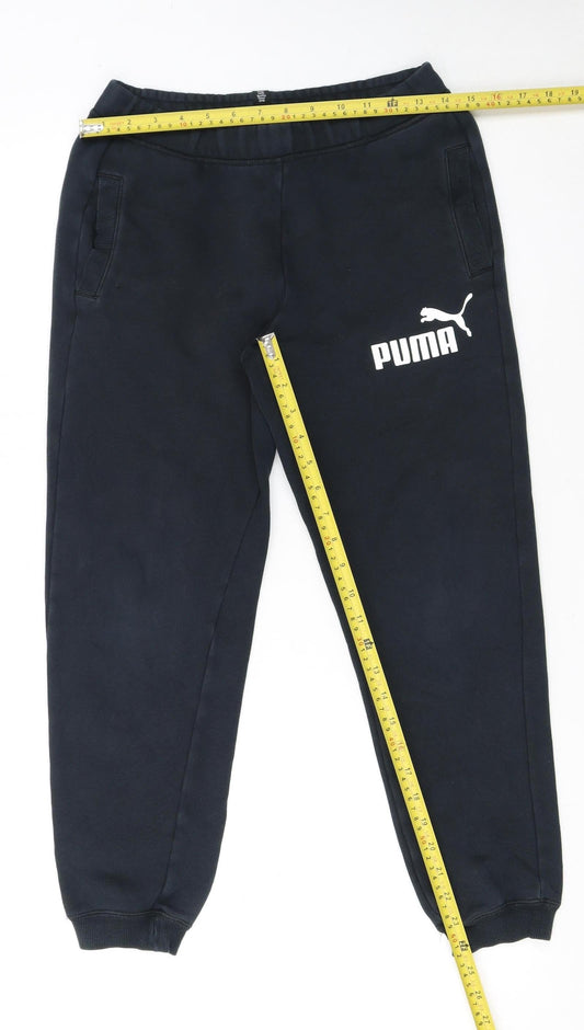 Puma Boys Black Jogger Sweatpants 12 Years Elastic Waist Fleece Trousers