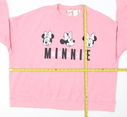 Disney Women Pink Minnie Mouse 2XL Pullover Sweatshirt