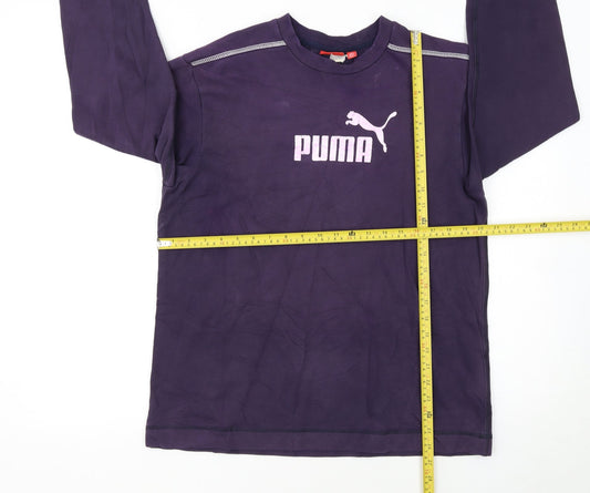 Puma Women Purple Pullover Sweatshirt Size 16 Logo Print