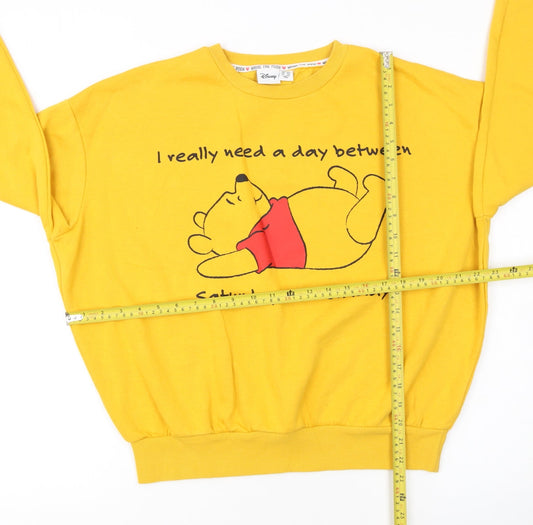 Disney Women Yellow Winnie the Pooh Sweatshirt Size 12/14