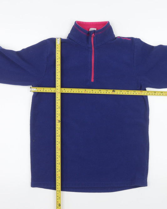 Decathlon Girls Blue Fleece Half Zip Pullover Sweatshirt Size 14 Years