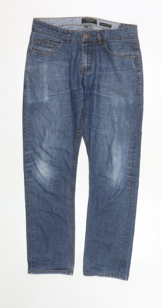 House Denim Men's Blue Straight Regular Fit Jeans W30 L32