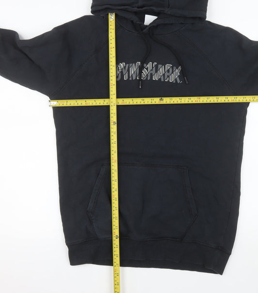 Gymshark Men Black Pullover Hoodie M Regular Fit Logo Fleece