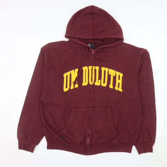 J. America Men’s Red XL Full Zip Hooded Fleece Jacket UM Duluth