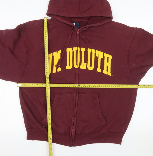 J. America Men’s Red XL Full Zip Hooded Fleece Jacket UM Duluth