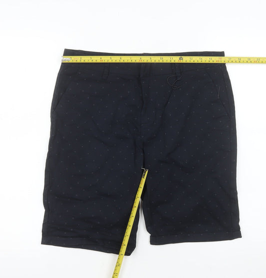 House Brand Men's Blue Chino Shorts M Regular Fit Cotton Blend