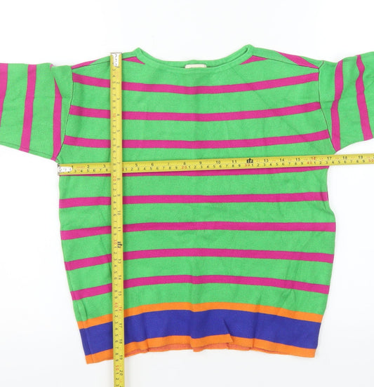 Surkana Women's Multicoloured Striped Crew Neck Pullover Jumper XS