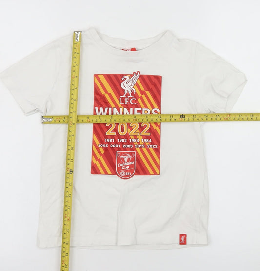LFC Boys White 7-8 Years Cotton Carabao Cup 2022 Winners T-Shirt