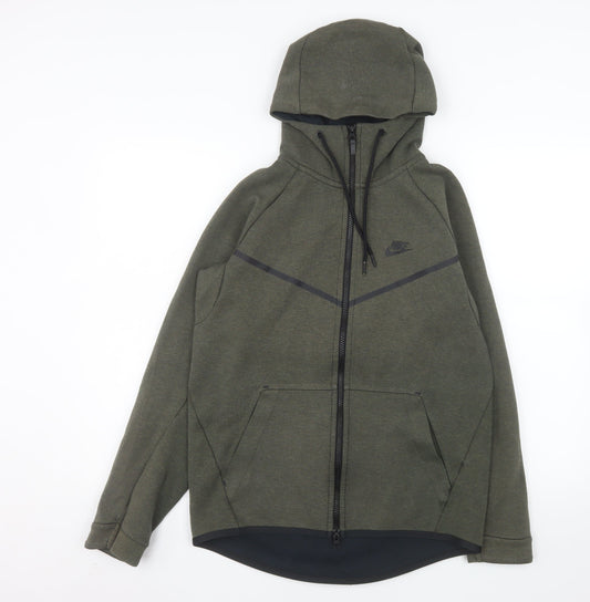 Nike Men’s Green Hooded Full Zip Jacket Size S Cotton Blend