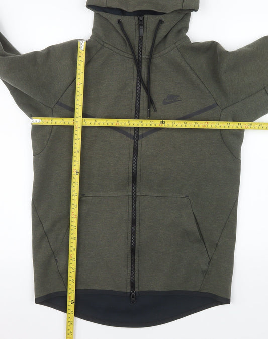 Nike Men’s Green Hooded Full Zip Jacket Size S Cotton Blend