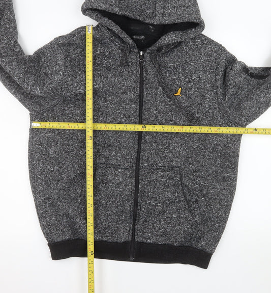 Brave Soul Men's Grey Fleece Hooded Bomber Jacket XL