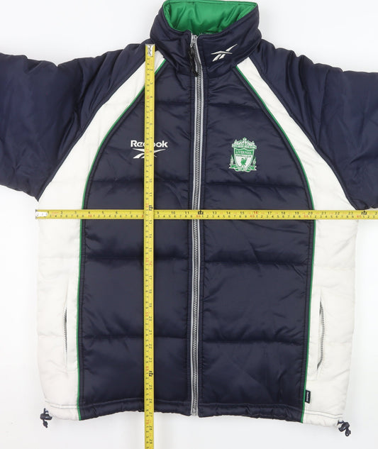 Reebok Men's Blue Liverpool Puffer Jacket S - Vintage Winter Football