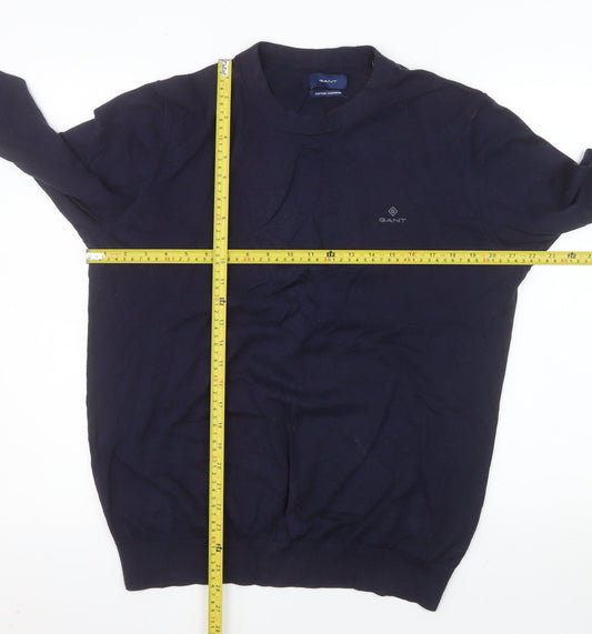 Gant Men's Blue Cotton Cashmere Crew Neck Jumper Medium