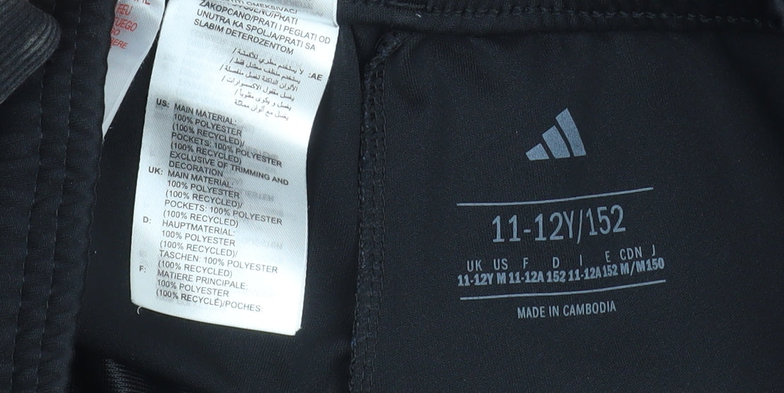 Adidas Boys Black Manchester United Track Pants 11-12 Years Tapered Fit