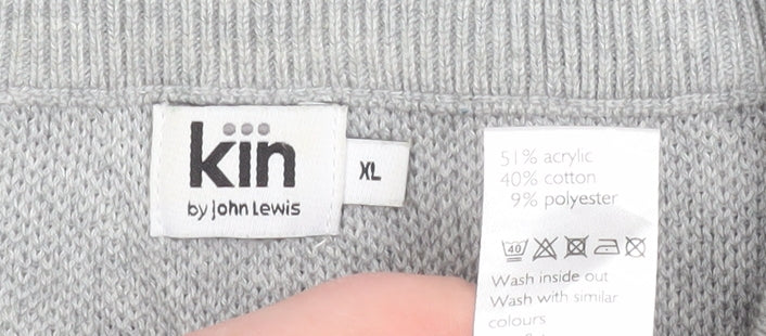 Kin by John Lewis Men's Grey XL Pullover Knit Sweatshirt