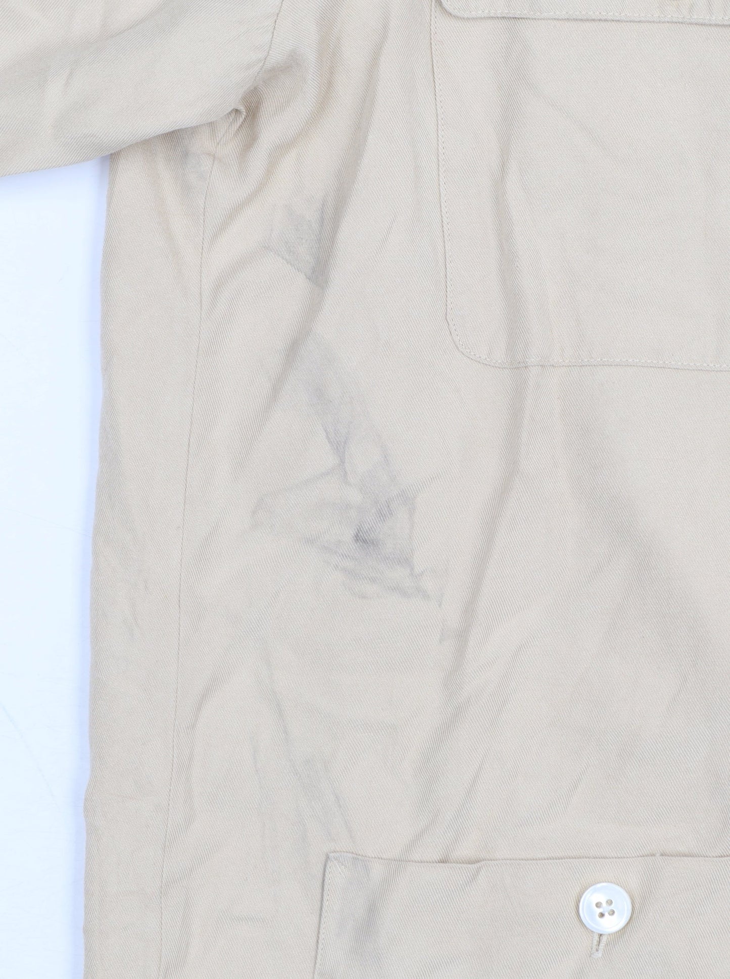 Ralph Lauren Men's Beige Silk Long Sleeve Button-Up Shirt L