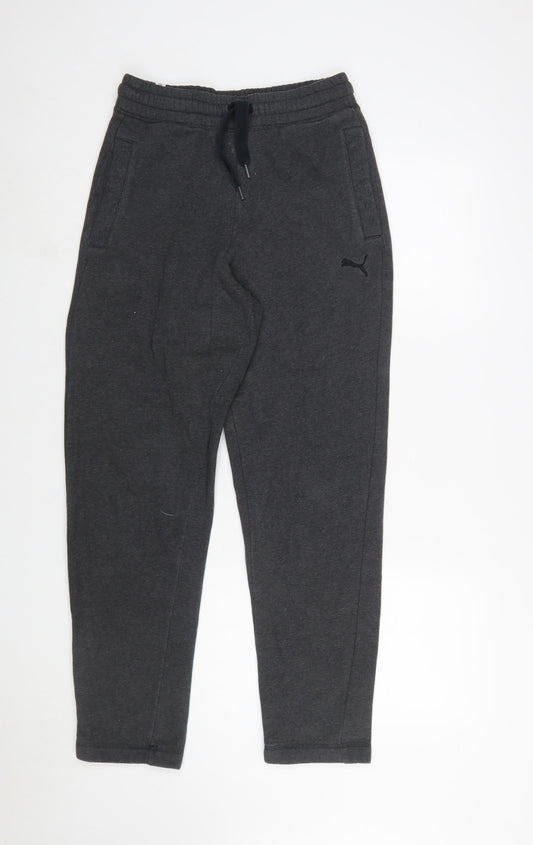 Puma Womens Grey S Jogger Trousers Fleece Lined Comfort Fit