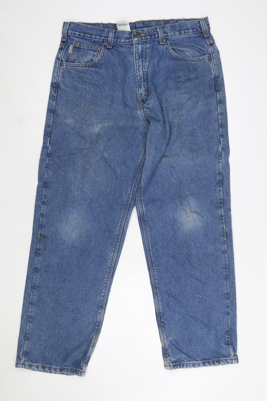 Carhartt Men's Blue Relaxed Fit Straight Leg Denim Jeans 35x30