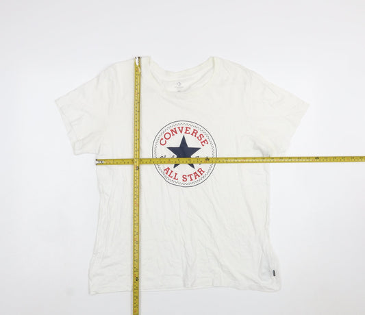 Converse Boys White XL Classic Fit Logo Graphic Cotton T-Shirt