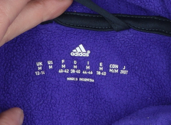 Adidas Womens Purple Fleece Hooded Full Zip Jacket Size M 12-14