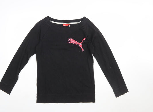 Puma Womens Black Long Sleeve Cotton Sports T-Shirt Size 12