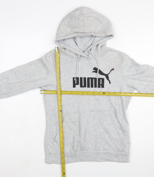Puma Women’s Grey Pullover Hoodie Size 10 Logo Sweatshirt