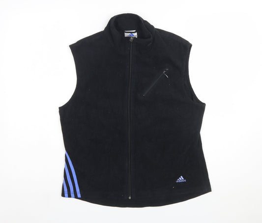 Additional front view of Adidas women’s black fleece waistcoat m full zip sleeveless sportswear