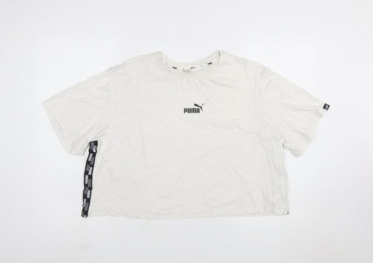 Additional front view of Puma women’s white xl relaxed cotton crew neck t-shirt