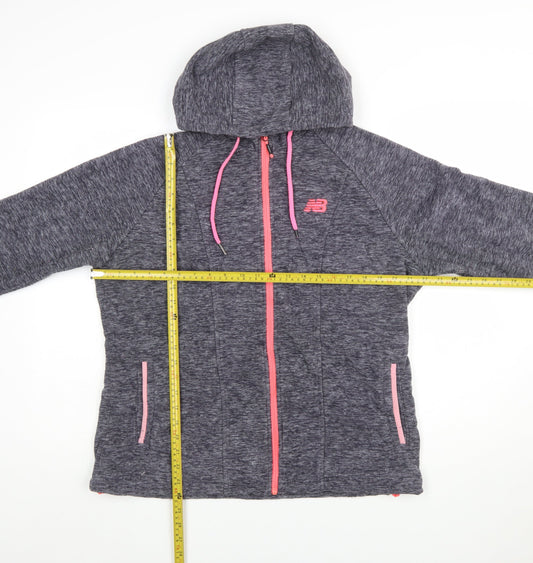 New Balance Womens Grey Pink Full Zip Hoodie XL Polyester Blend