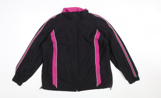 St. John’s Bay Women’s Black Pink Track Jacket L Activewear Full Zip