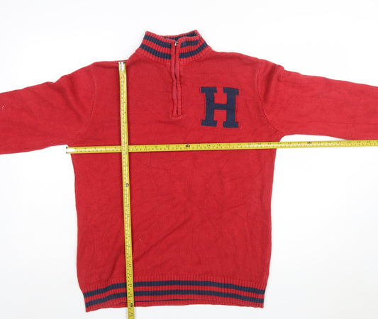 Tommy Hilfiger Men's Red XL 1/4 Zip Cotton Knit Jumper