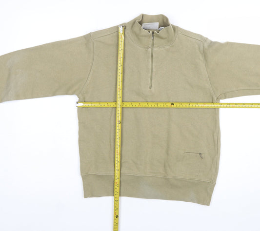 Puma Women Khaki 1/4 Zip Sweatshirt Size 12 Cotton Blend