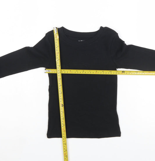 NEXT Girls Black Long Sleeve Cotton Stretch T-Shirt Size 6 Years