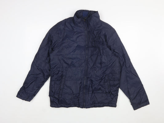 Reebok Women Blue XL Puffer Jacket Lightweight Full Zip