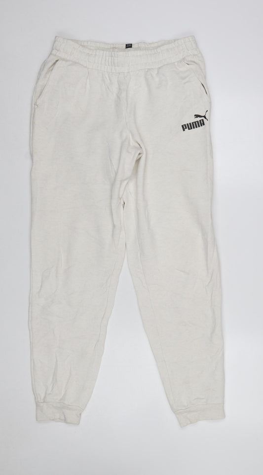 Puma Boys White Jogger Sweatpants XL 15-16 Years Elastic Waist Pockets