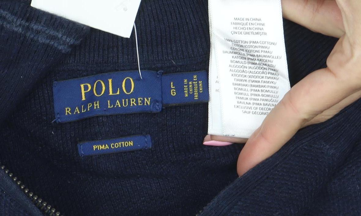 Polo Ralph Lauren Men's Blue L Half Zip Cotton Jumper