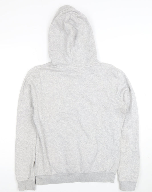 Puma Women’s Grey Pullover Hoodie Small Logo Fleece Lined Casual