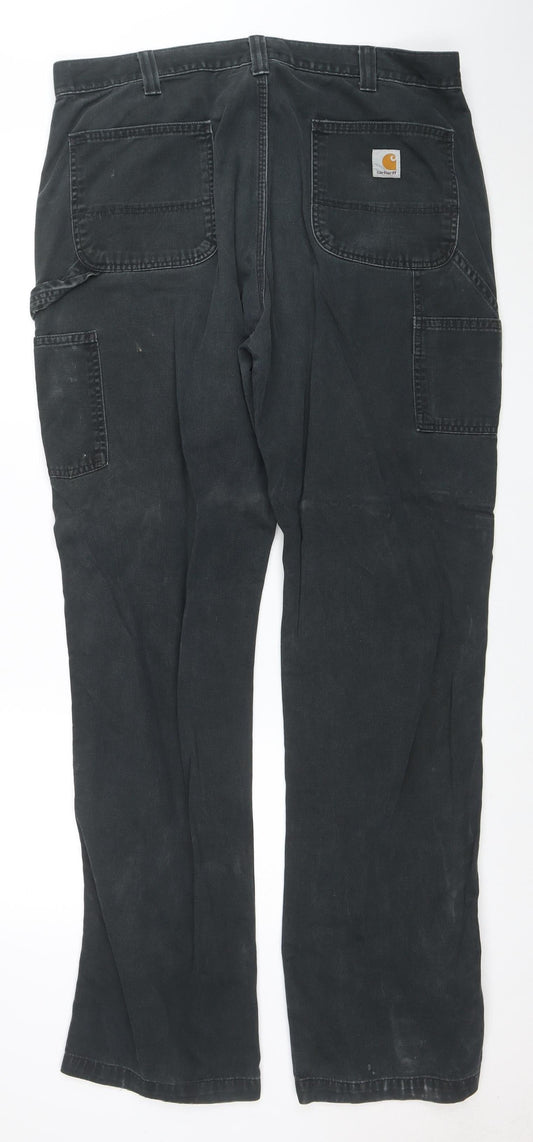 Carhartt Men's Black 38x36 Relaxed Fit Carpenter Work Trousers