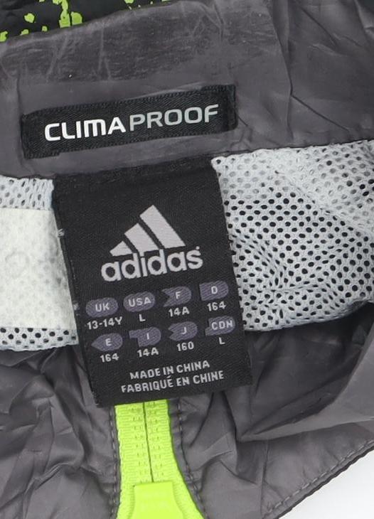 Brand and care label for adidas boys’ black climaproof track jacket 14 years full zip sports top