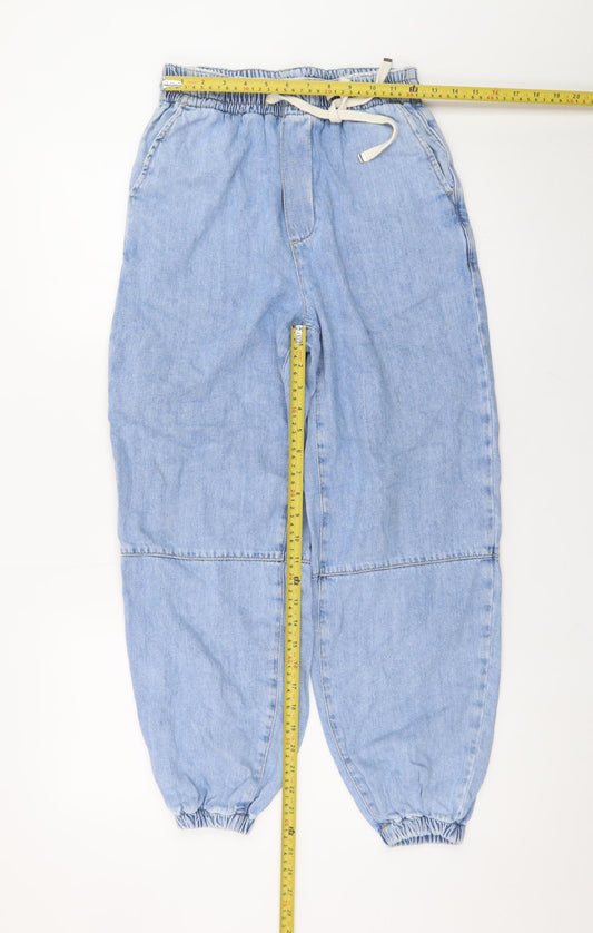 Zara Women's Blue XS Jogger Jeans Relaxed Fit Elastic Waist Denim