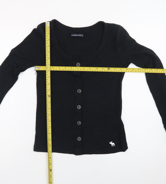 Abercrombie & Fitch Women’s Black Slim Fit Long Sleeve Button-Up Top M