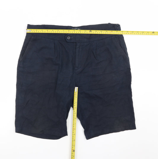 Paul Costelloe Men’s Navy Linen Chino Shorts 34in